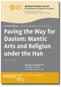 2010 Lecture, Licia Di Giacinto: Paving the Way for Daoism: Mantic Arts and Religion under the Han, Preview Flyer