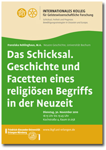 Vorlesungsreihe des Internationalen Kollegs für Geisteswissenschaftliche Forschung - Wintersemester 2010 - 2011